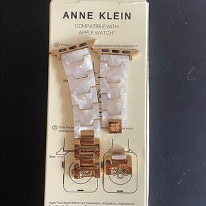 Anne Klein Apple Watch band 42/44/45/46mm ultra2 fits marbelized pearly goldtone